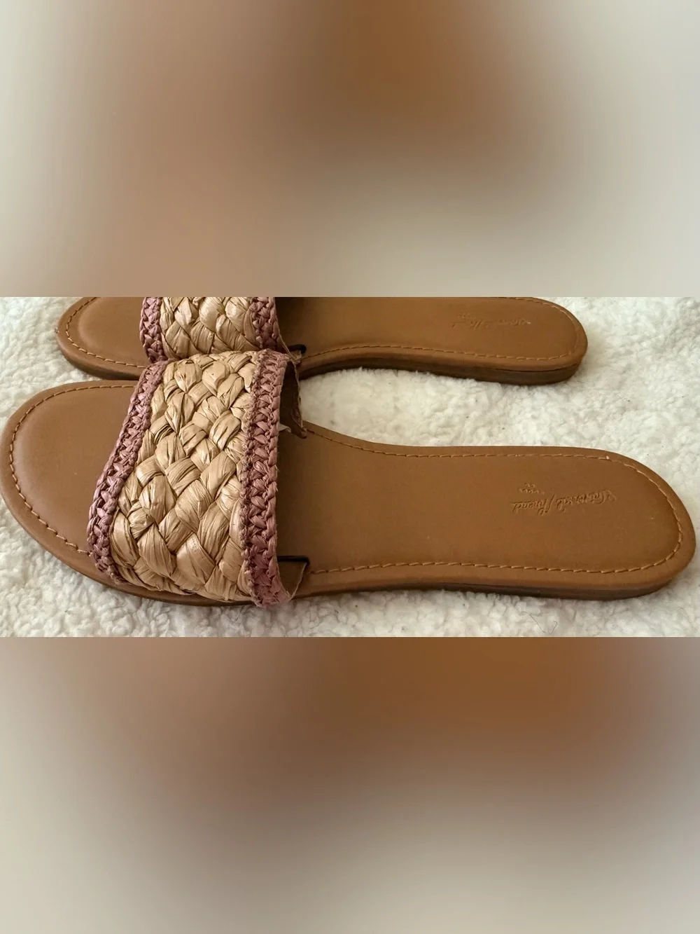 Universal Thread Dez Rose Pink Tan Woven Sandals Size 7.5
